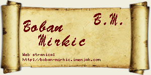 Boban Mirkić vizit kartica